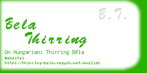 bela thirring business card
